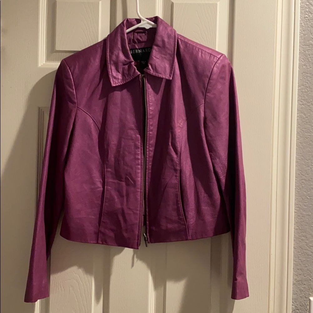 Bernardo metallic purple leather jacket